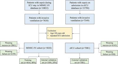 A Simple Weaning Model Based on Interpretable Machine Learning Algorithm for Patients With Sepsis: A Research of MIMIC-IV and eICU Databases